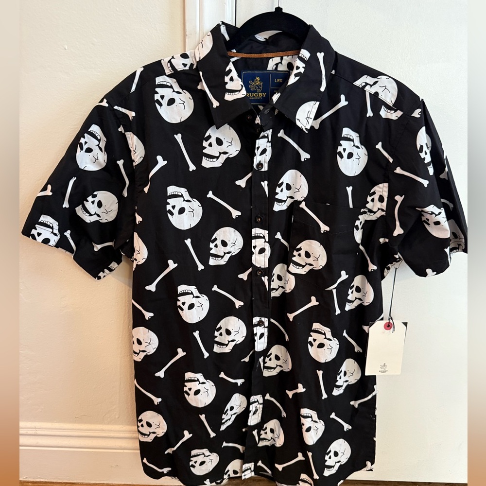 Black Skull Print Men's Shirt